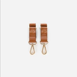 Fawn Stroller Clips Brown Leather